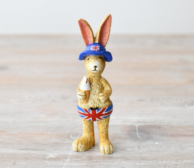 Jasper rabbit seaside figurine, a coastal-themed ornament with a cute and relaxed design