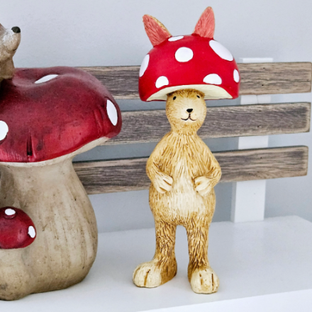 Jasper Rabbit Wearing A Mushroom Hat Figurine