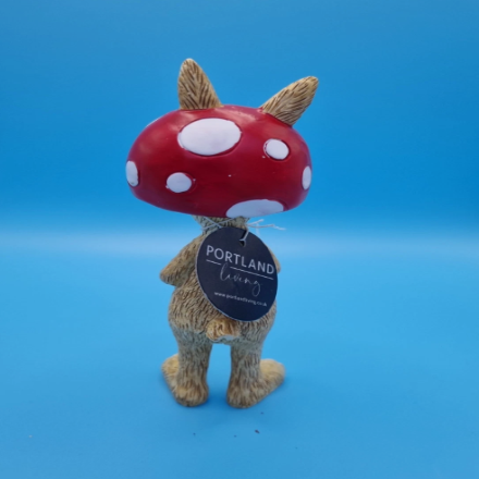 Jasper Rabbit Wearing A Mushroom Hat Figurine
