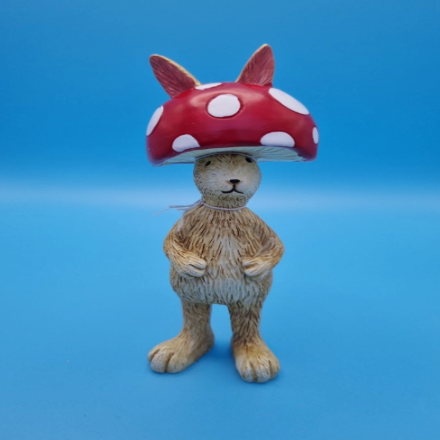 Jasper Rabbit Wearing A Mushroom Hat Figurine
