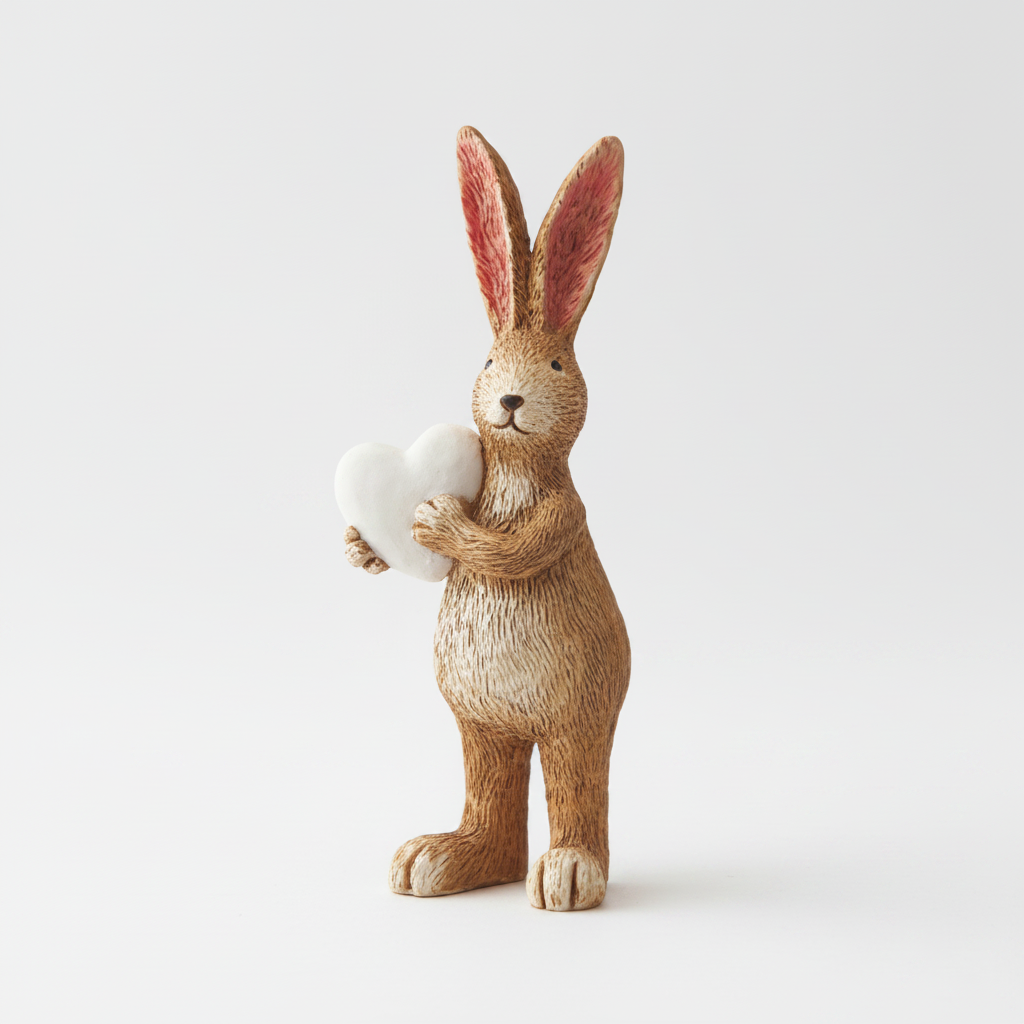 Jasper Rabbit White Heart Figurine - detail