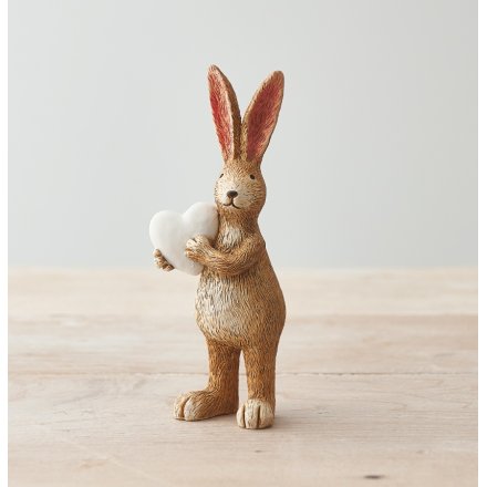 Jasper rabbit white heart figurine, a gentle and charming ornament for home decor