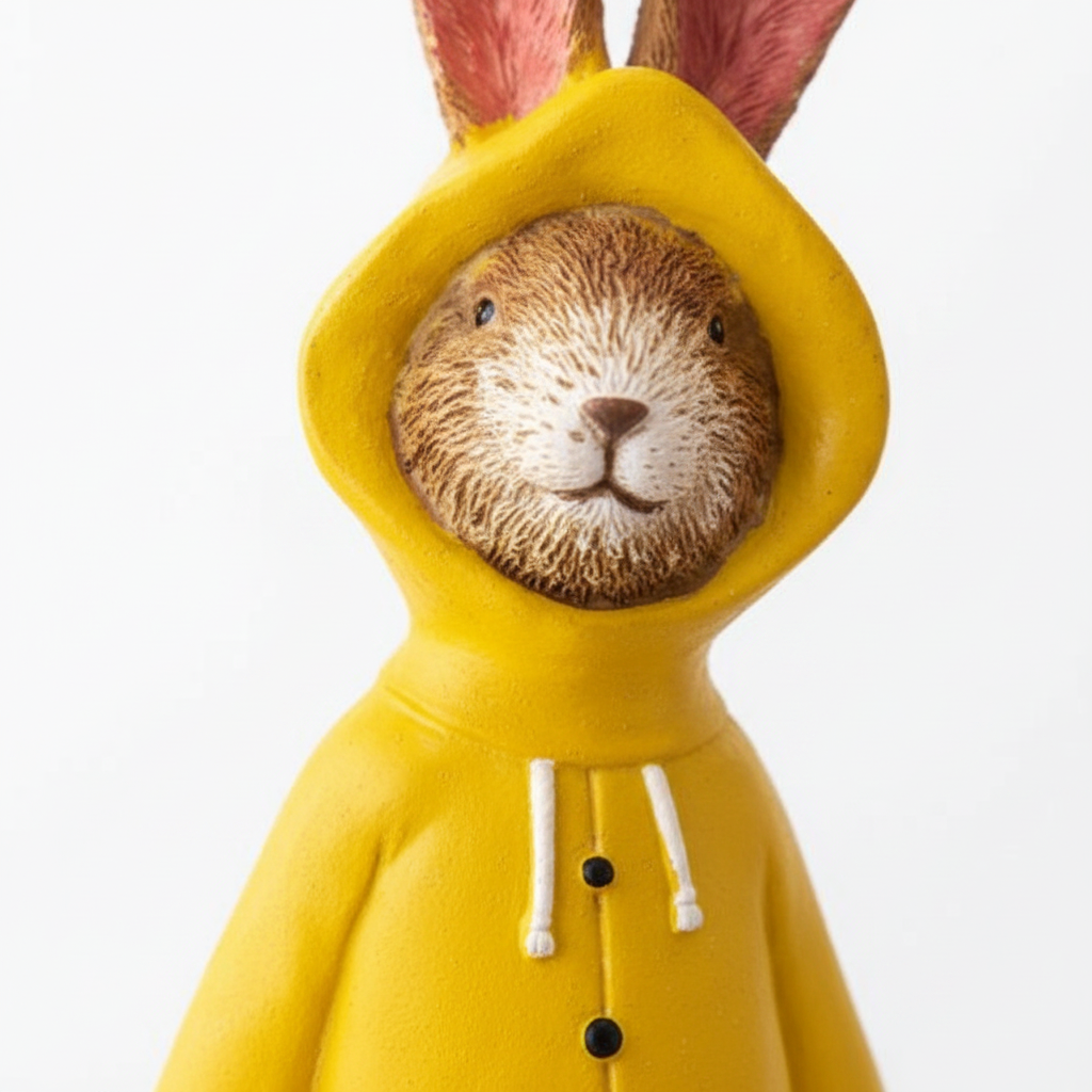 Jasper Rabbit Yellow Raincoat Figurine - detail