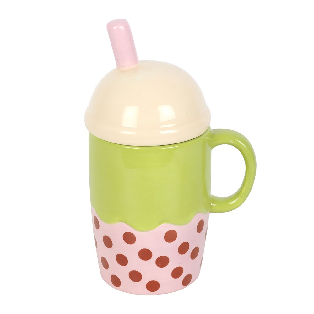 Kawaii Bubble Tea Lidded Ceramic Mug