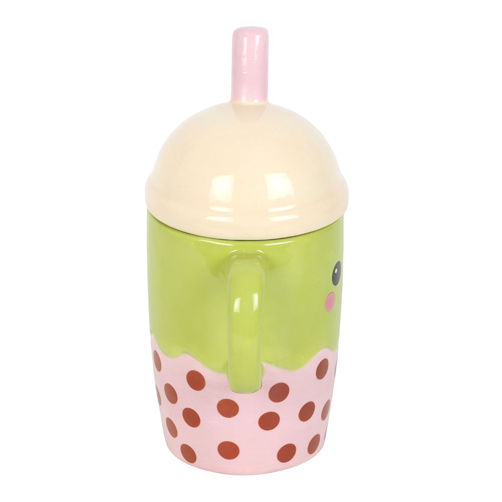 Kawaii Bubble Tea Lidded Ceramic Mug