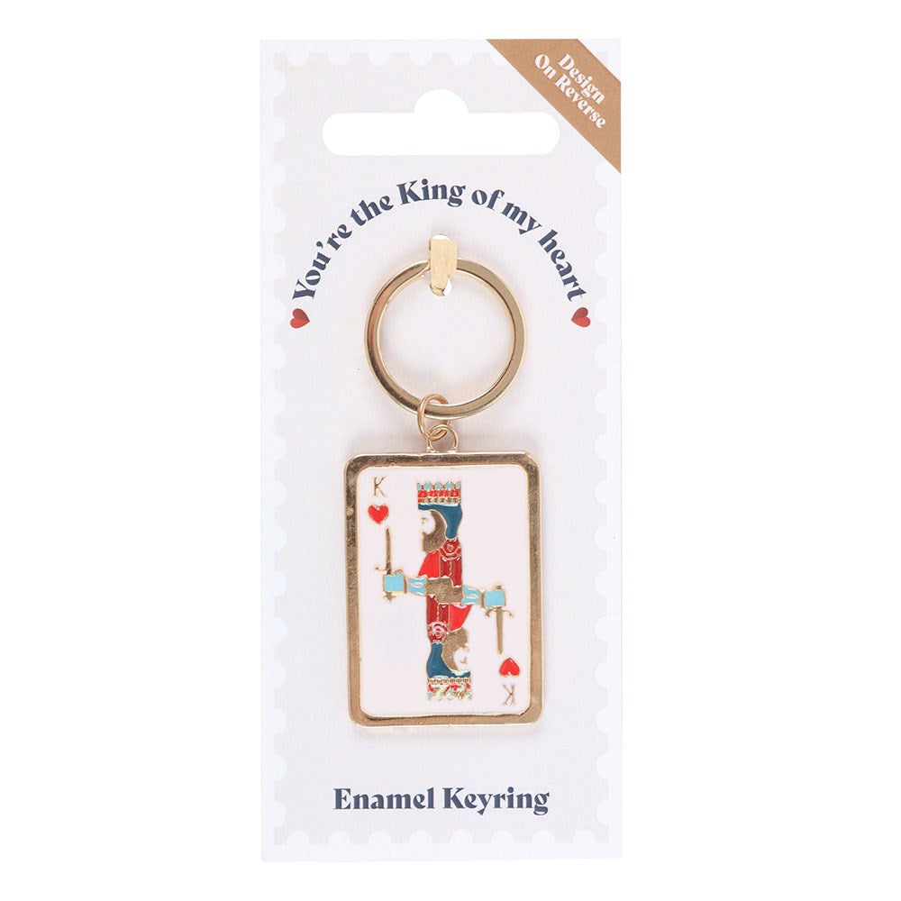 King Of My Heart Playing Card Shaped Metal Keyring