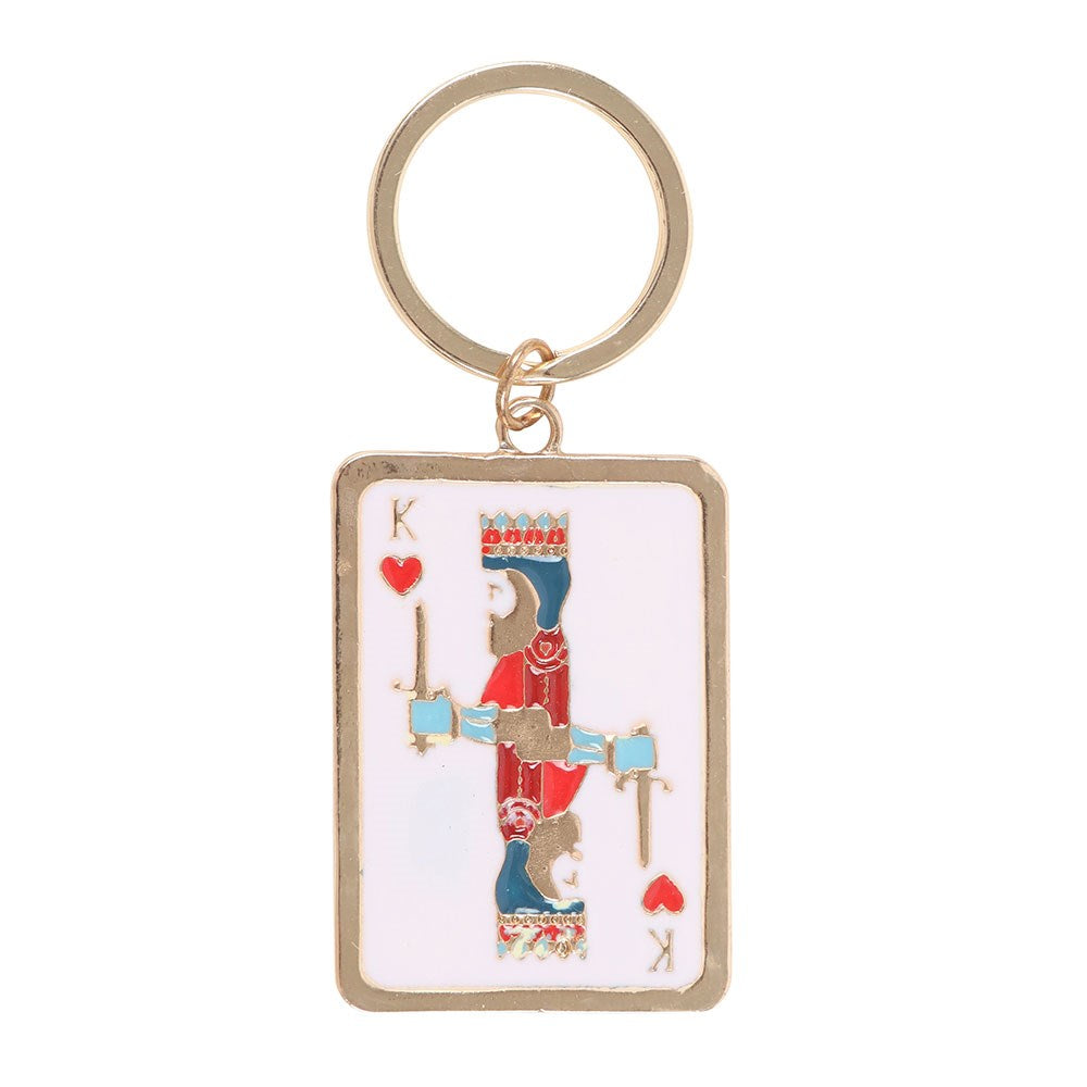 King Of My Heart Playing Card Shaped Metal Keyring