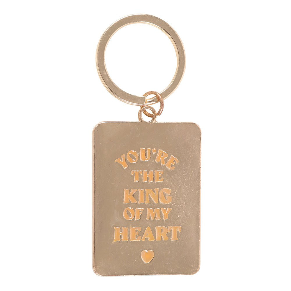 King Of My Heart Playing Card Shaped Metal Keyring