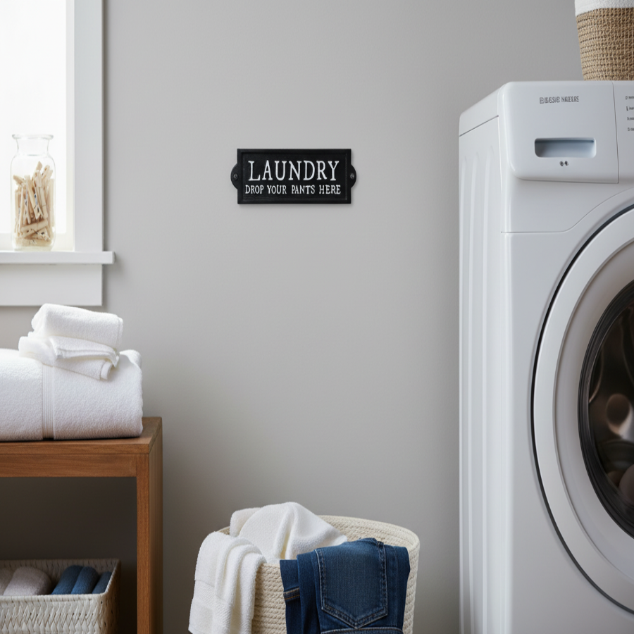 Laundry Sign Mounted on Wall