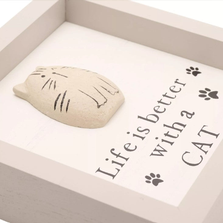 Life Is Better With A Cat Deep Box Pebble Frame