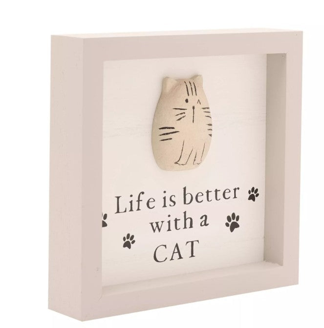 Life Is Better With A Cat Deep Box Pebble Frame