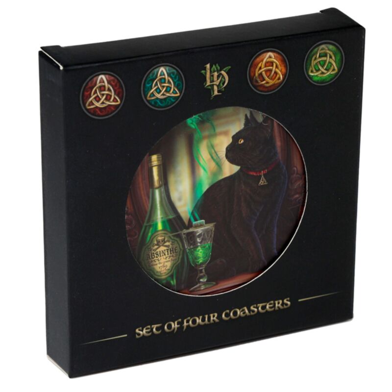 Lisa Parker Magic Cats Themed Set Of 4 Cork Backed Coasters