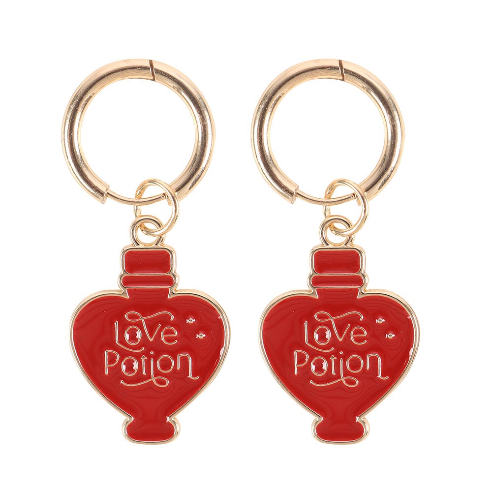 Love Potion Bottle Shaped Metal & Enamel Earrings