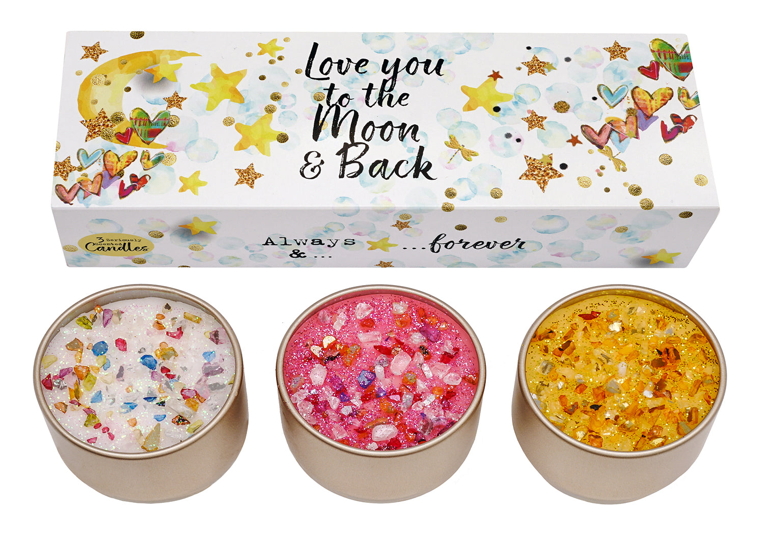 3 Pack Scented Glitter Candles - Various Slogans - Mum - Friend - Birthday Etc