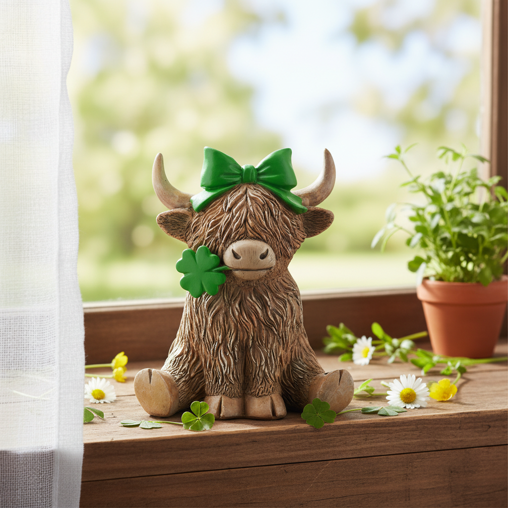 Lucky Girl Highland Cow - Spring Shelf No Text