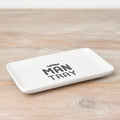 Ceramic trinket dish featuring “Man Tray” text, designed for storing keys, coins, jewellery, and small everyday essentials.