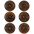 Round mango wood incense holder with brass inlay, handcrafted style for a warm and decorative touch
