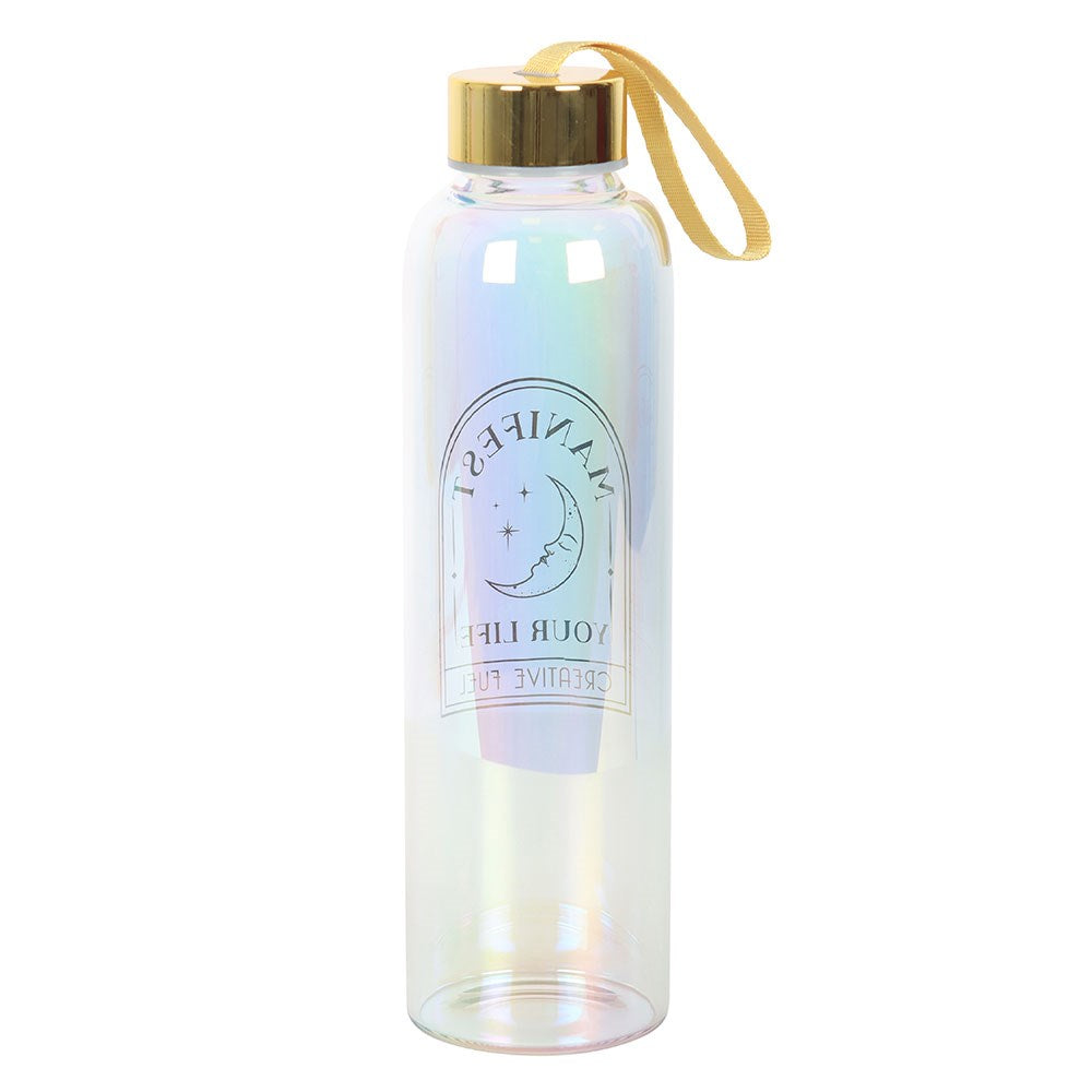 Manifest Your Life Iridescent Glass Water Bottle 500ml