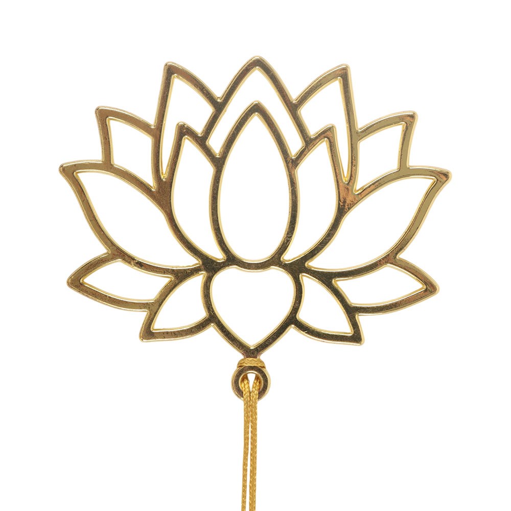 Gold Coloured Lotus Flower Metal Bookmark & Tassel