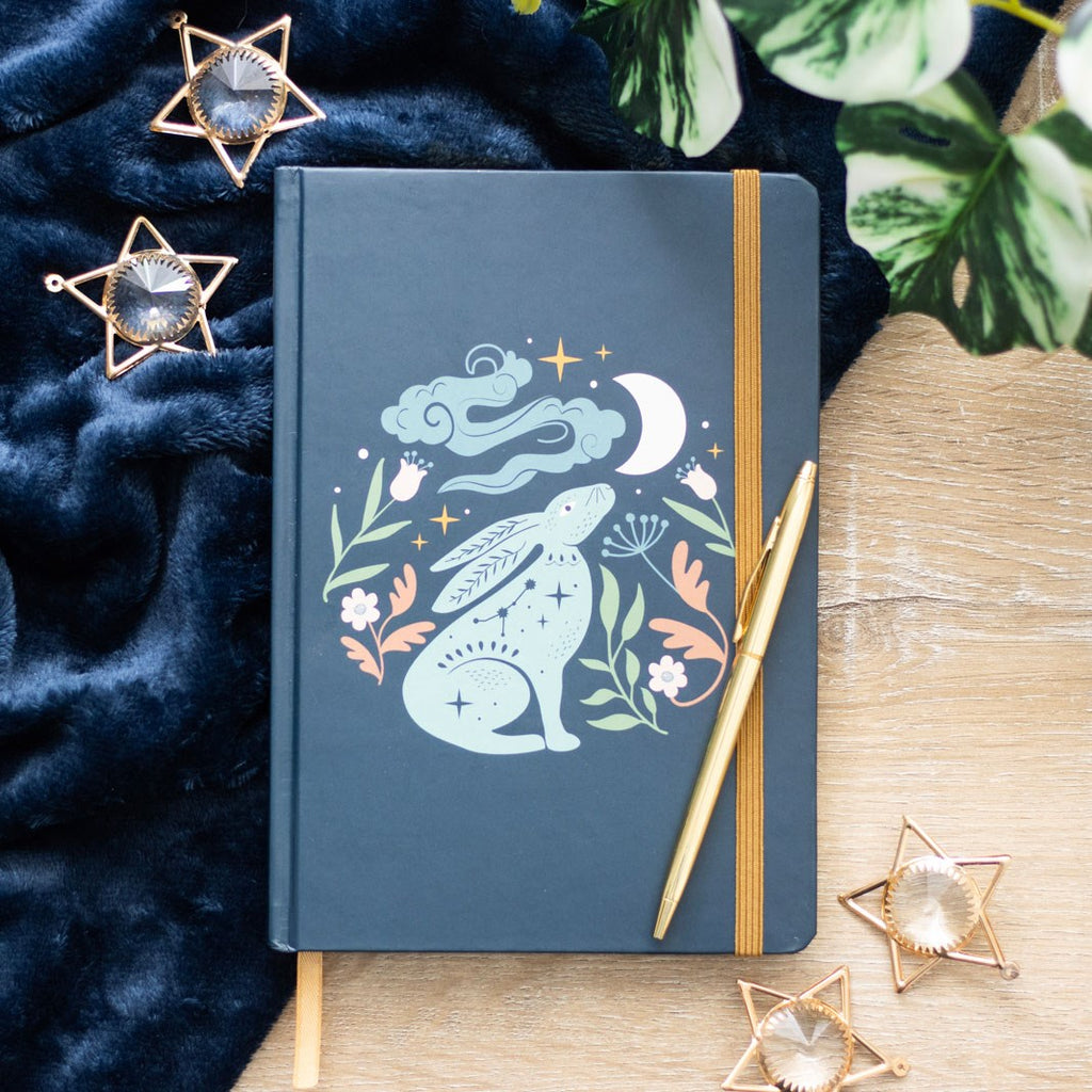 Midnight Hare Lined A5 Hardback Notebook