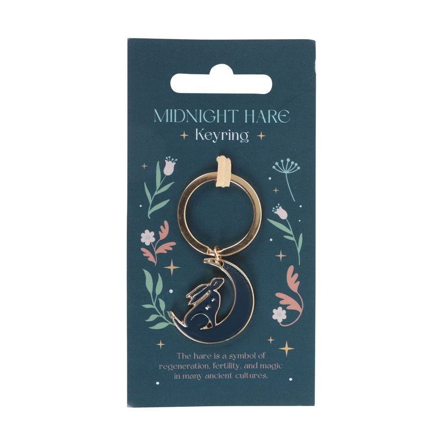 Midnight Gazing Hare Metal & Enamel Keyring