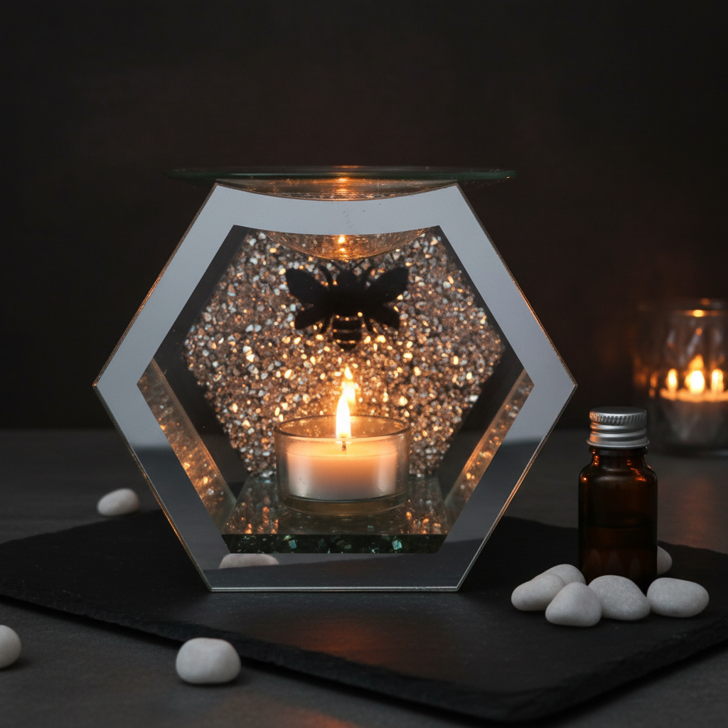 Mirrored Bee Oil Burner - Slate