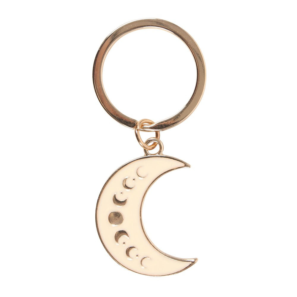 Moon Phases Crescent Moon Shaped Metal Keyring
