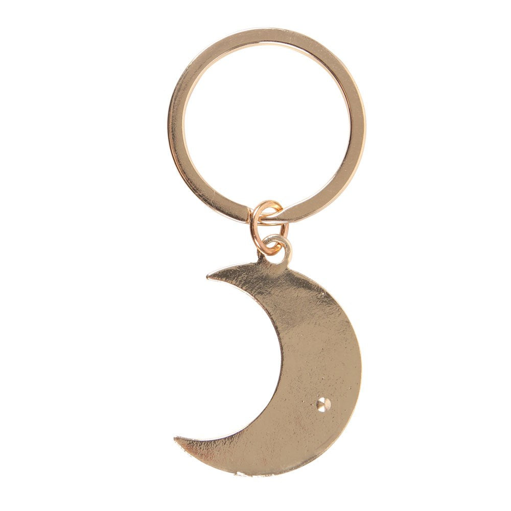 Moon Phases Crescent Moon Shaped Metal Keyring