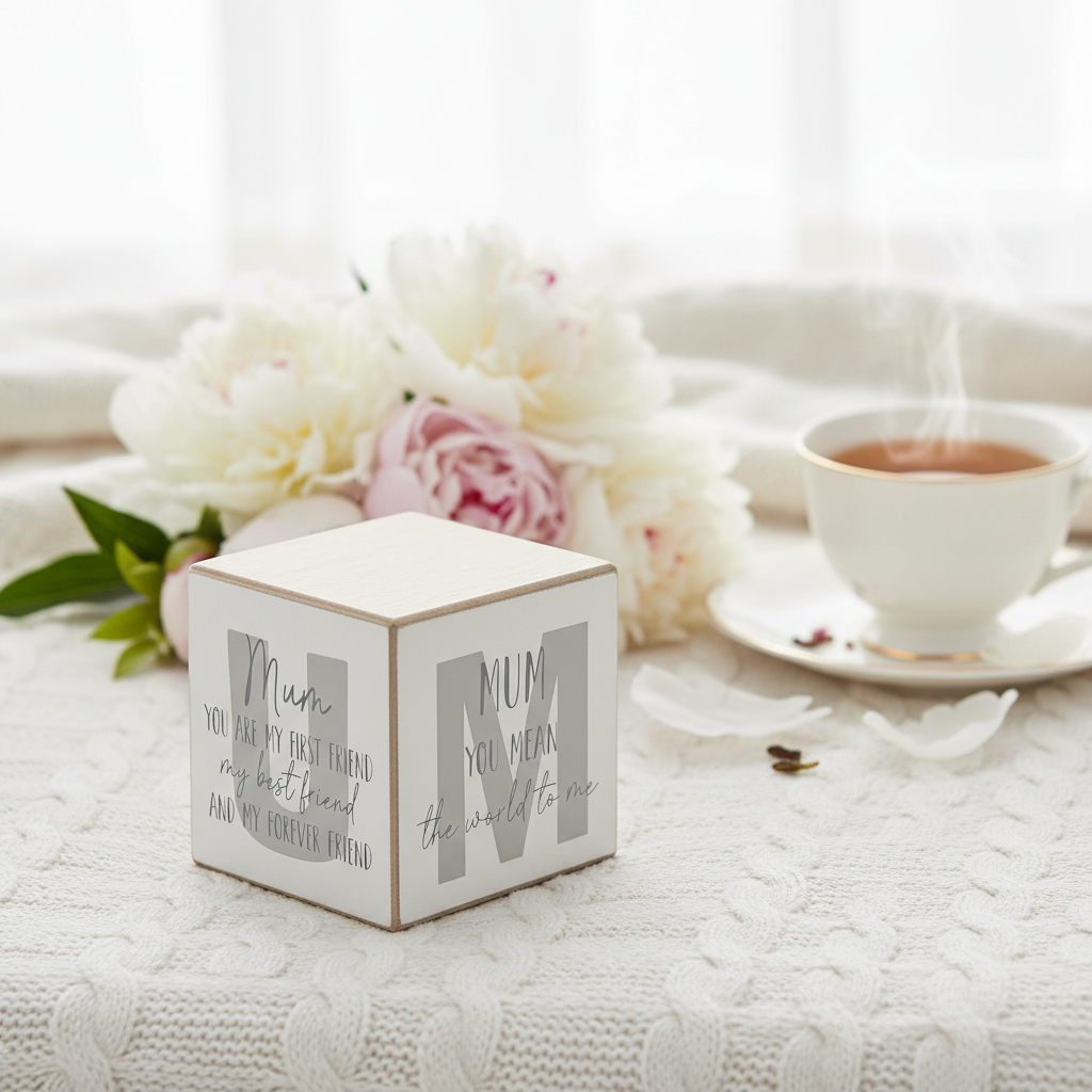 Mum Wooden Cube Sentiment Block