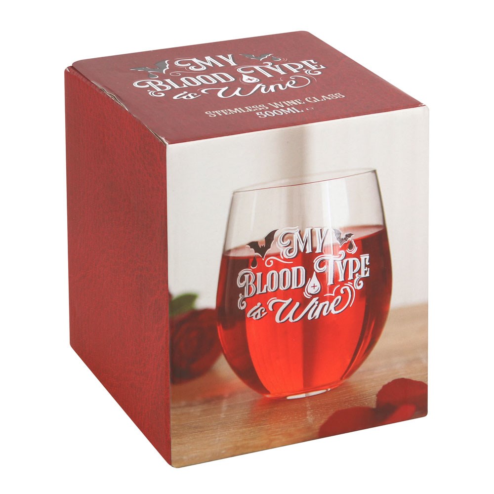 My Blood Type Is Wine Stemless Glass