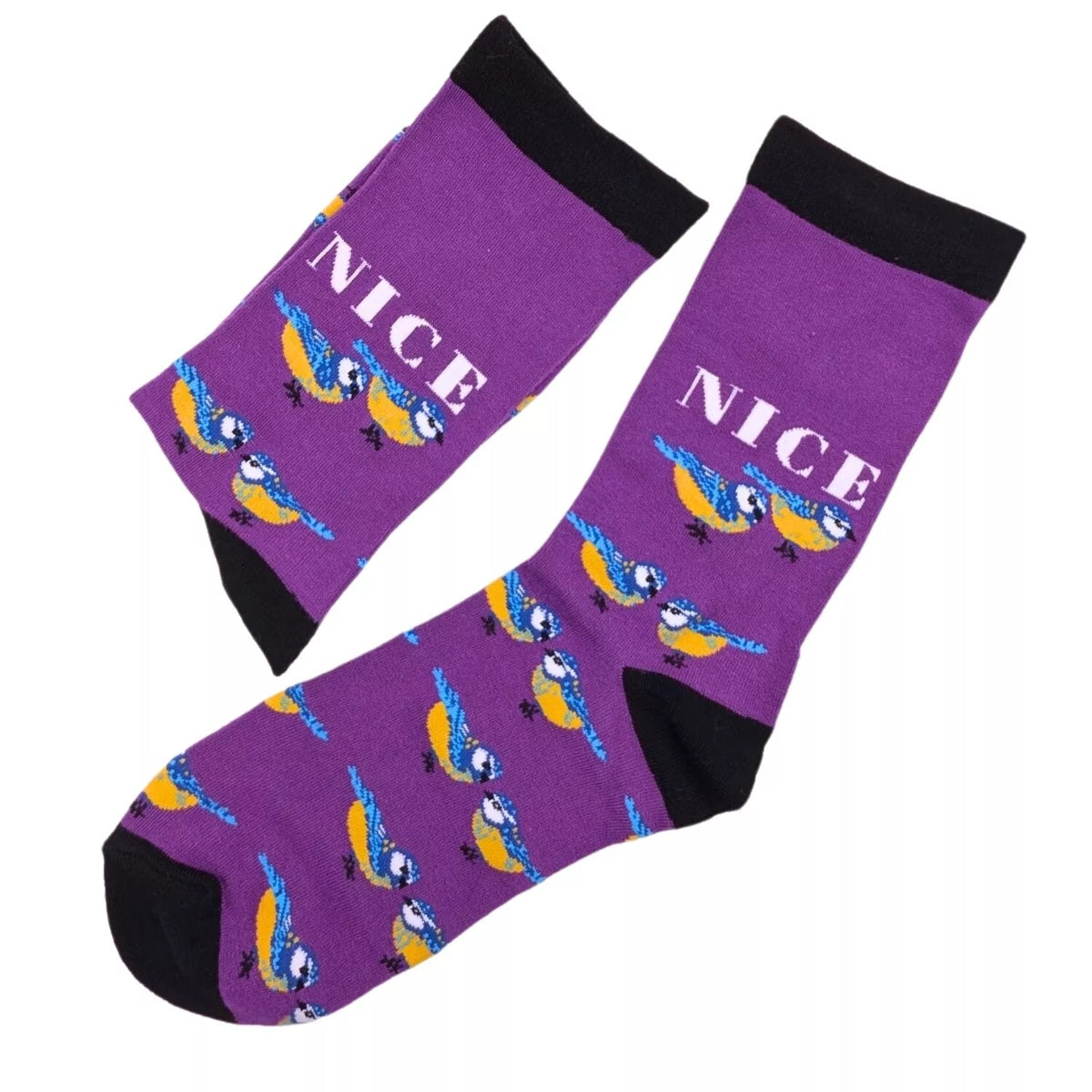 Bamboo socks “Nice t*ts” UK 4-7, cheeky novelty socks with bird design