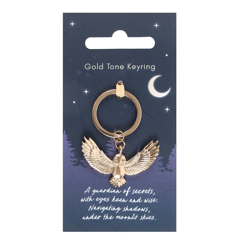 Night Owl Gold Metal Keyring