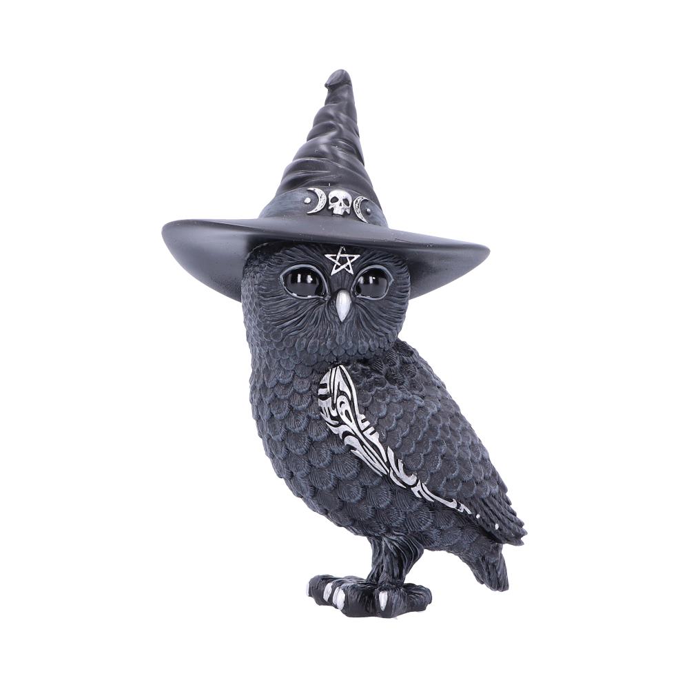 Owlocen witches hat occult owl figurine, magical themed home decor