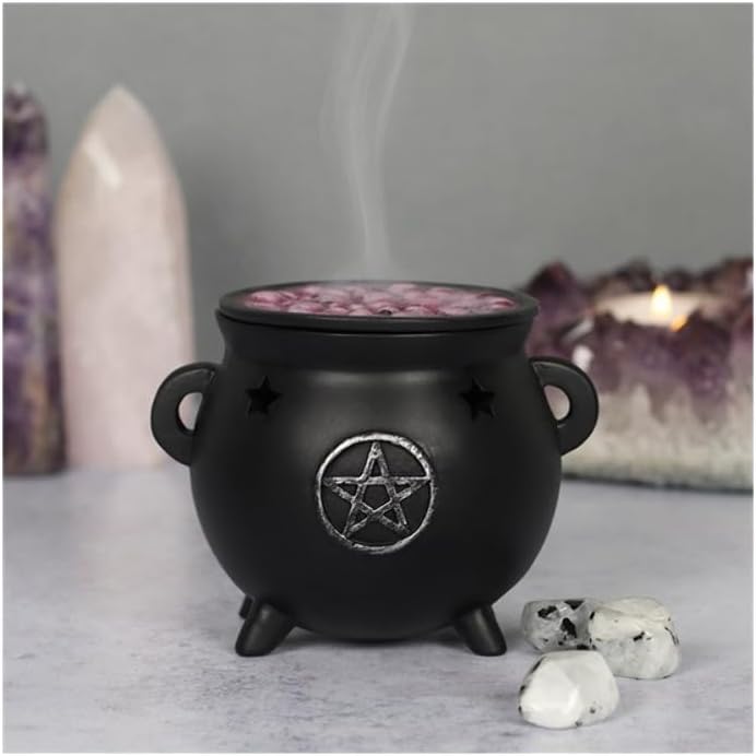 Pentagram cauldron shaped incense cone holder, perfect for gothic or spiritual home decor