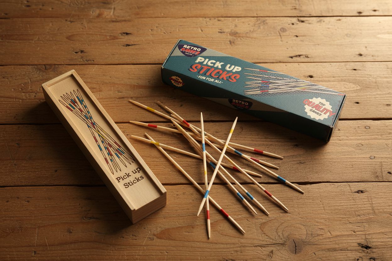 Pick Up Sticks Flat on Wood