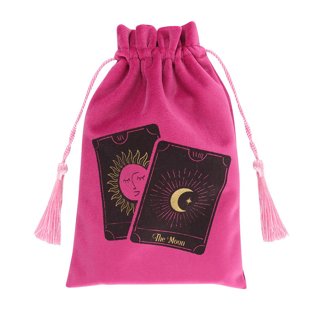 Tarot Card Pink Drawstring Pouch