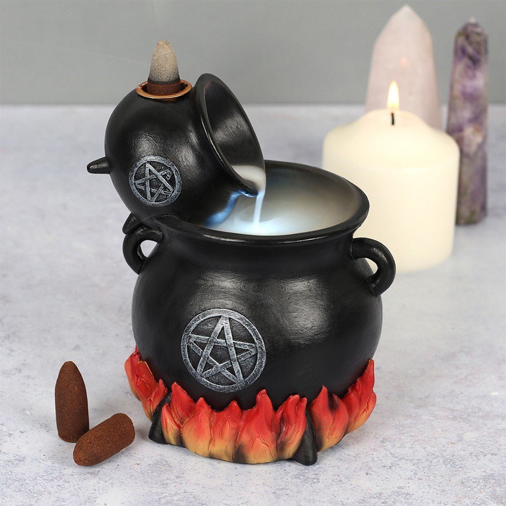 Pouring cauldron LED backflow incense burner, creates a cascading smoke effect with ambient light
