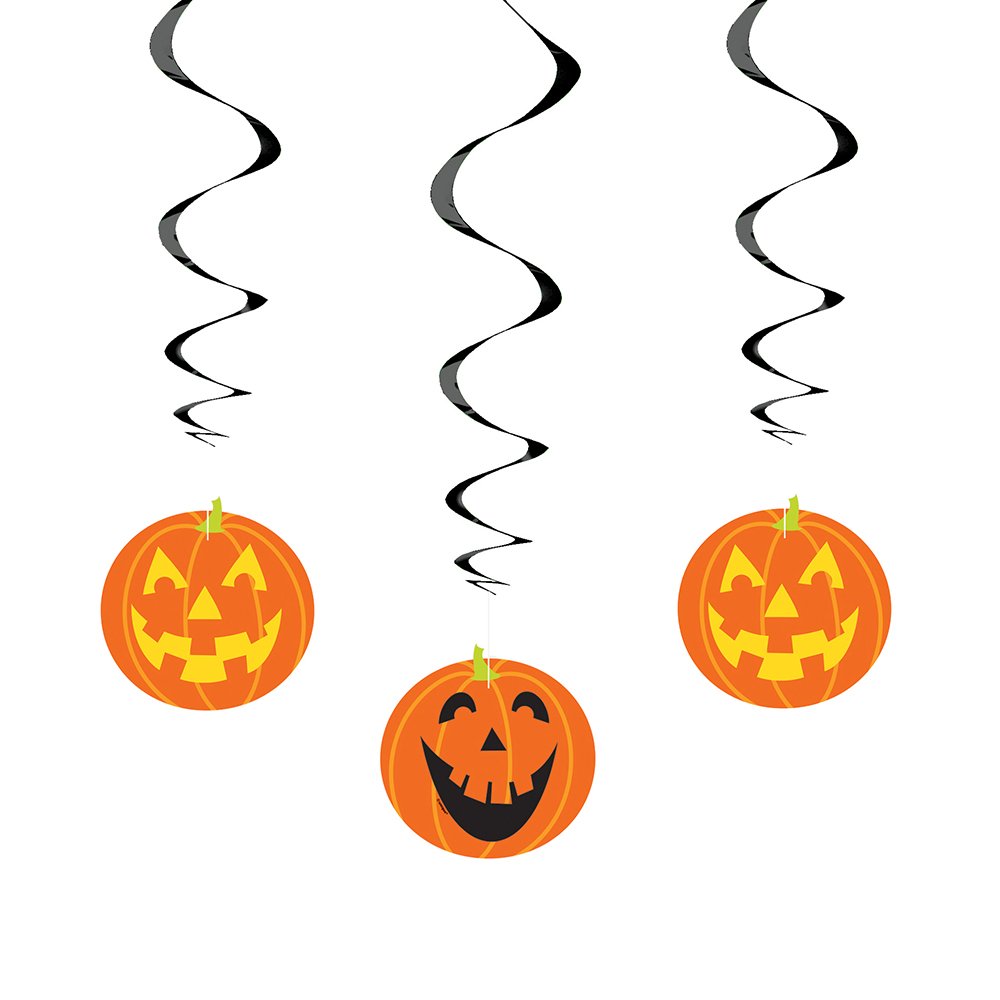 Pack Of 3 Pumpkin Swirl Hanging Decorations 26"