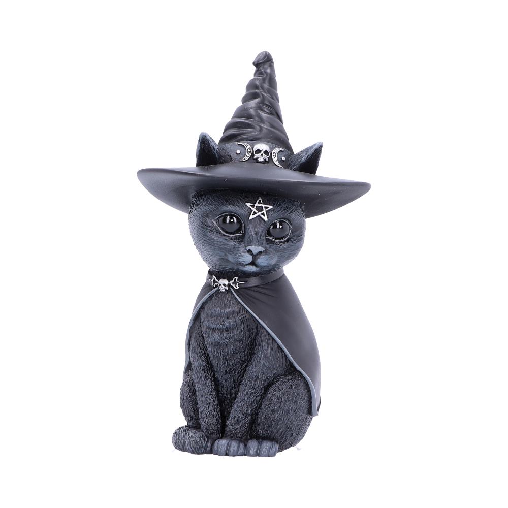 Purrah witches hat occult cat figurine, mystical and charming decor piece