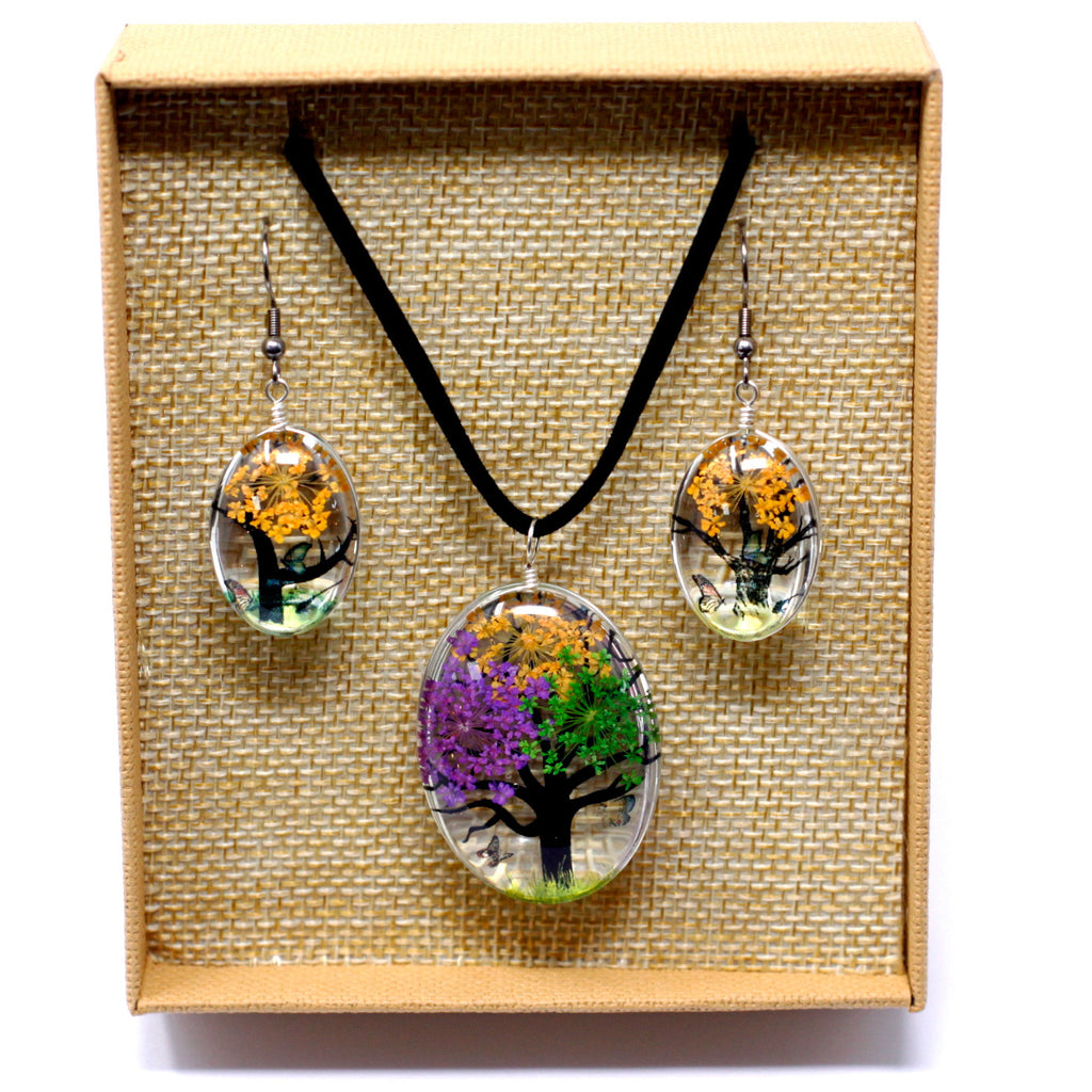 Real Pressed Flower Jewellery Sets