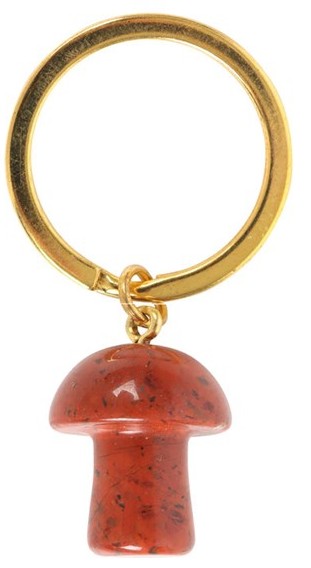 Red Jasper Crystal Mushroom Keyring