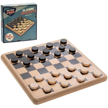 Retro Wooden Draughts Set