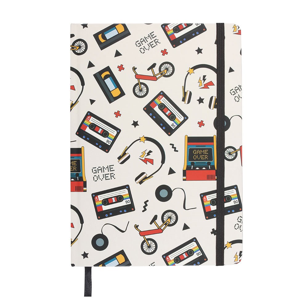Retro 80's Design A5 Hardback Lined Notebook