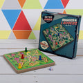Retro wooden snakes and ladders board game, a nostalgic family favourite game