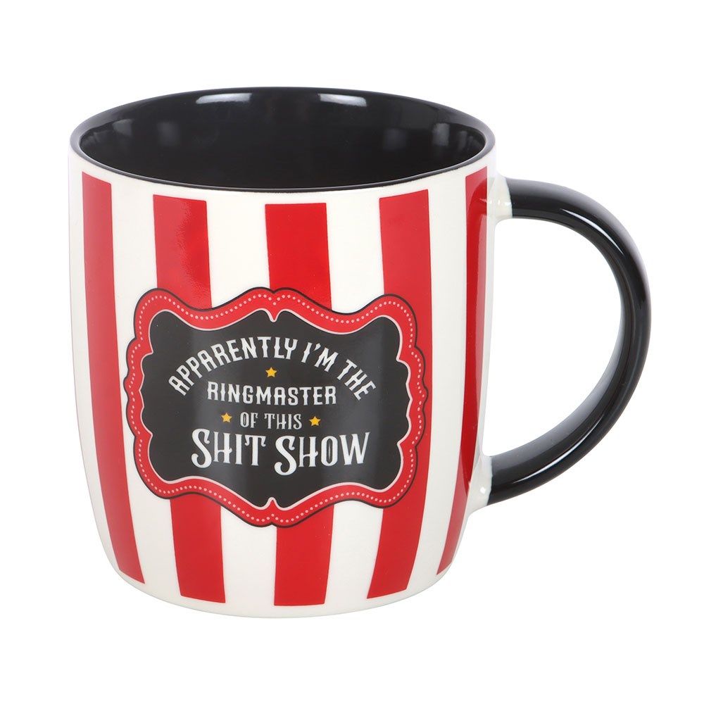 Ringmaster Of This Shit Show Red Striped Ceramic Mug