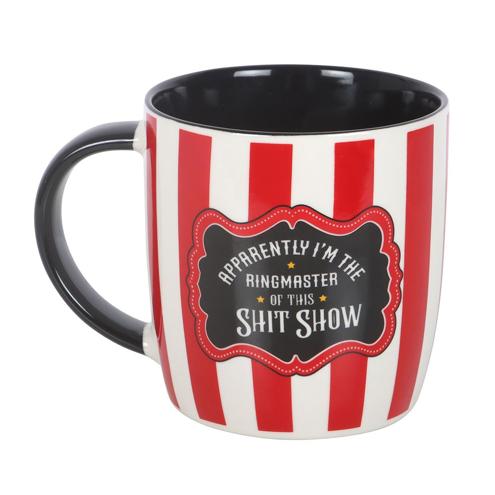 Ringmaster Of This Shit Show Red Striped Ceramic Mug