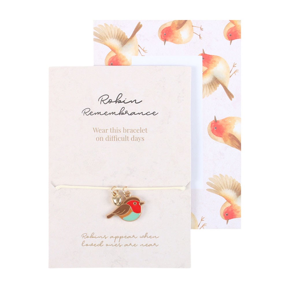 Robin Remembrance String Charm Bracelet & Sentiment Card