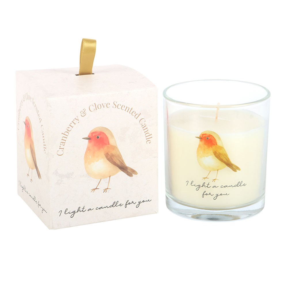 Robin Remembrance Cranberry & Clove Scented Glass Candle