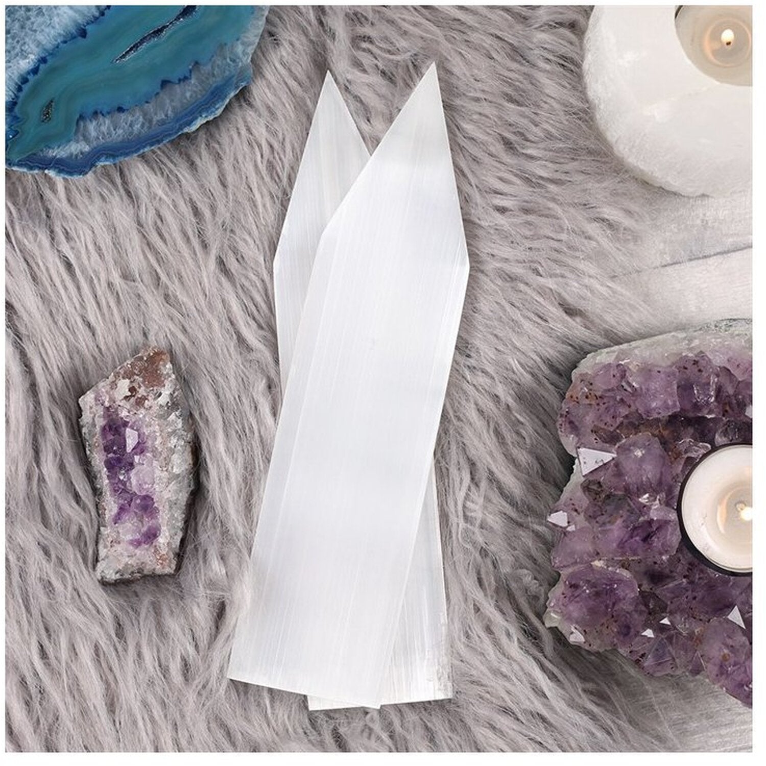 Selenite 20cm Flat Pointed Wand Purifying Crystal Tool