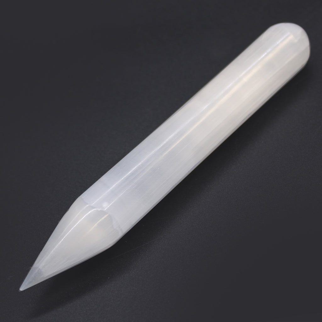 Selenite Round 16cm Single Point Wand